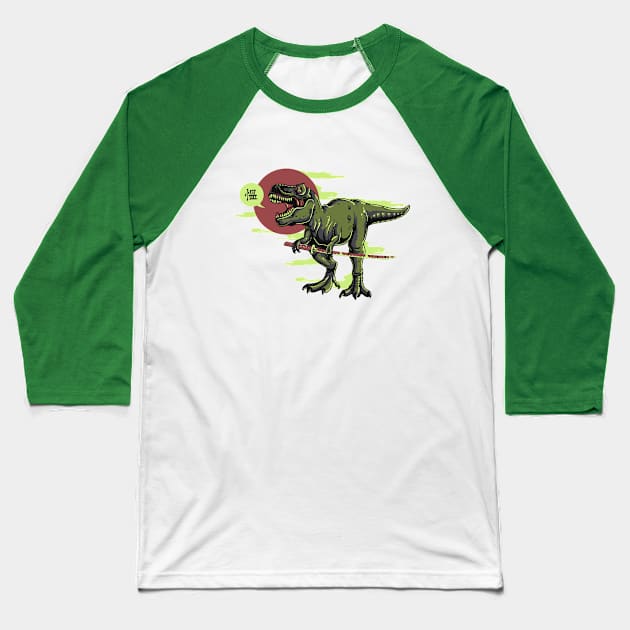 Katana Dinosaur Baseball T-Shirt by AlmostMaybeNever